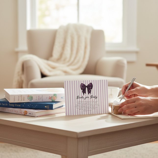Cartão De Informações Lavender Stripe Book Gift Request Card (Criador carregado)