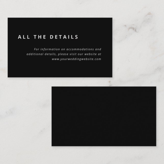 Cartão De Informações Layout mínimo | Detalhes do casamento entre Cinzas (Frente/Verso)