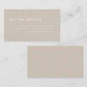 Cartão De Informações Layout mínimo Pormenores sobre o casamento branc