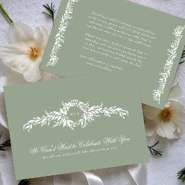 Cartão De Informações leafe detalhes elegante sage green casamento