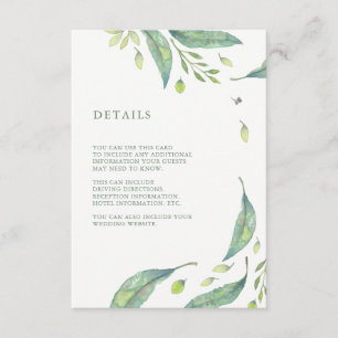 Cartão De Informações Leafy Green   Informações de Convidado de Casament