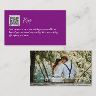 Cartão De Informações LeahG RSVP QR Code PHOTO Details Wedding Card