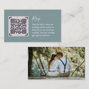 Cartão De Informações LeahG RSVP QR Code PHOTO Details Wedding Card