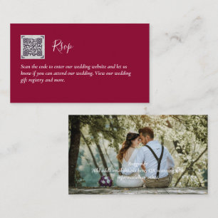 Cartão De Informações LeahG RSVP QR Code PHOTO Details Wedding Card