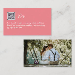 Cartão De Informações LeahG RSVP QR Code PHOTO Details Wedding Card