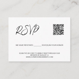 Cartão De Informações Leia o código QR do site do casamento Lugares rese