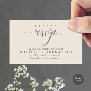 Cartão De Informações Lembrete de Casamento de RSVP Clássico Moderno