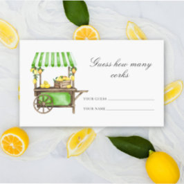 Cartão De Informações Lemon citrus - guess how many corks bridal game