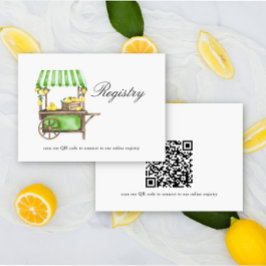 Cartão De Informações Lemon elegant Bridal shower QR code for registry