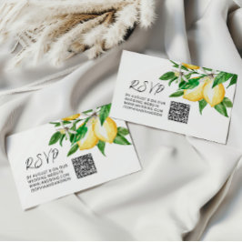 Cartão De Informações Lemon Greenery Wedding Código QR RSVP