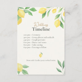Cartão De Informações Lemon Wedding Timeline & Details Card with QR Code