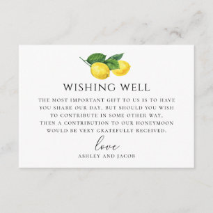 Cartão De Informações Lemon Wedding Wishing well   Lua de mel russa