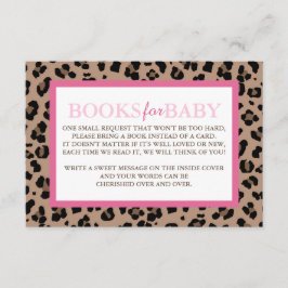 Cartão De Informações Leopardo e Livros Rosa para Bebê