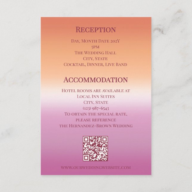 Cartão De Informações Lesbian Wedding Photo Pride Flag Gradient (Verso)