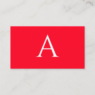 Cartão De Informações Letra Inicial Monograma Vermelho Branco Simples