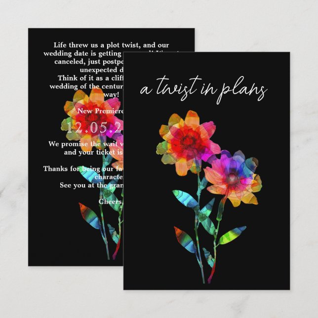 Cartão De Informações LGBTQ  FUNNY Wedding date CHANGE Petals & Pride  (Frente/Verso)