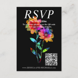 Cartão De Informações 🌈 LGBTQ  QR RSVP +Detalhes do Casamento Petals & 