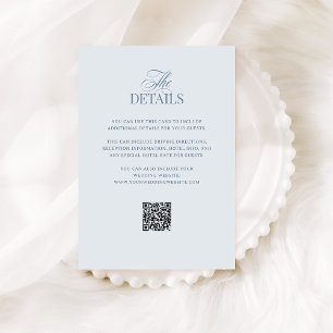 Cartão De Informações Light Blue Luxe Detalhes do Convidado de Casamen