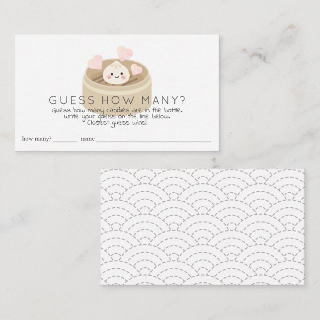 Cartão De Informações Lil Dumpling Chá de fraldas Adivinha Quantos Doces (Frente/Verso)