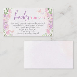Cartão De Informações Lilac Butterfly Chá de fraldas Traga um Livro