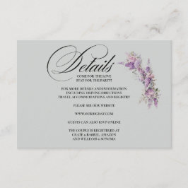 Cartão De Informações Lilac floral Enclosure Card Details