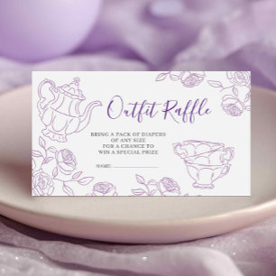 Cartão De Informações Lilac Toile Tea Party Outfit Raffle