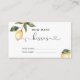 Cartão De Informações Limão adivinha quantos beijos joga noiva (Frente)