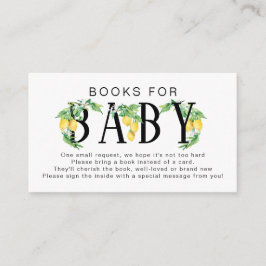 Cartão De Informações Limão Floral Azul Branco Cítrico Livros para Bebê