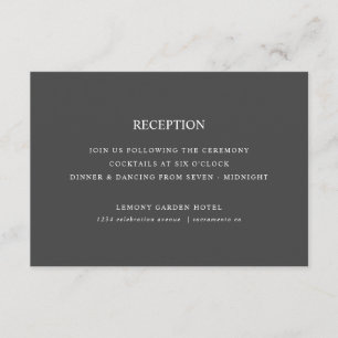 Cartão De Informações Limões e folhas   RECEPÇÃO DE CASAMENTO Cinza escu