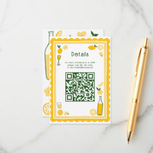 Cartão De Informações Limoncello Limonada Chuva de Noiva QR Personalizad