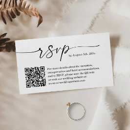 Cartão De Informações Limpe o código QR do site RSVP de Casamento Pequen