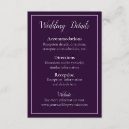 Cartão De Informações Linda ameixa e prata