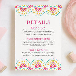 Cartão De Informações Linda Papel Picado Detalhes Do Casamento Mexicano