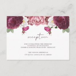 Cartão De Informações Linda Recepção de casamento Floral Burgundy