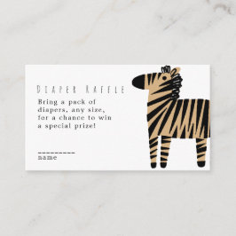 Cartão De Informações Linda Zebra Natural Bege Sorteio de Fraldas para C