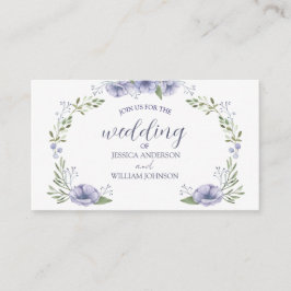 Cartão De Informações lindo casamento floral azul empoeirado