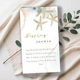 Cartão De Informações Lindo Display de Estrela-do-Mar Azul Dourado para 