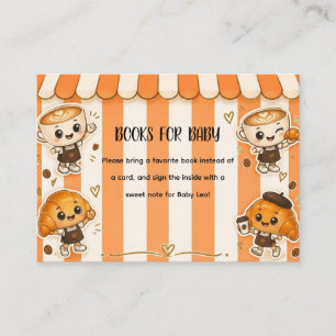Cartão De Informações Lindo Kawaii Café Croissant Laranja Chá de Bebê