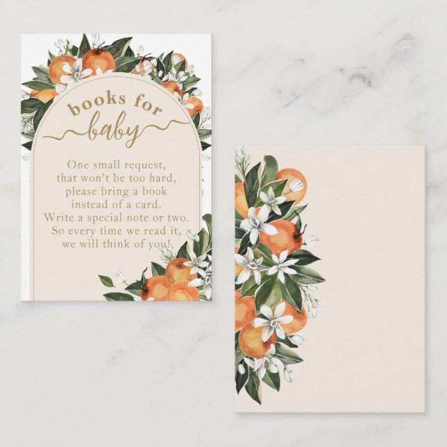 Cartão De Informações Lindo mimo Decoração de laranjeira boho Chamada de (Frente/Verso)