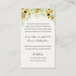 Cartão De Informações Linguado de girassol chá de fraldas de longa distâ