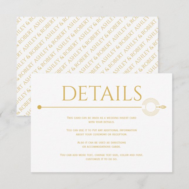 Cartão De Informações Linha de ouro moderna com círculos concêntricos ca (Frente/Verso)