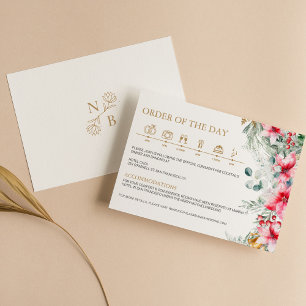 Cartão De Informações Linha do tempo de casamento de natal Greenery