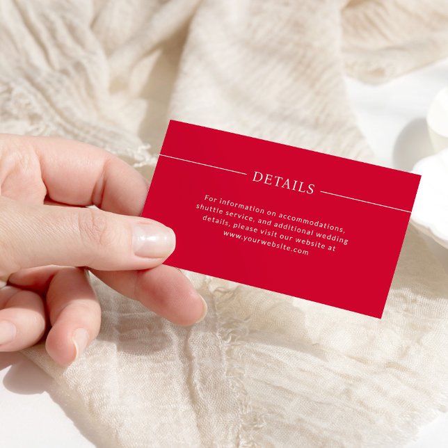 Cartão De Informações Linhas Modernas | Detalhes do Casamento Vermelho C (Criador carregado)