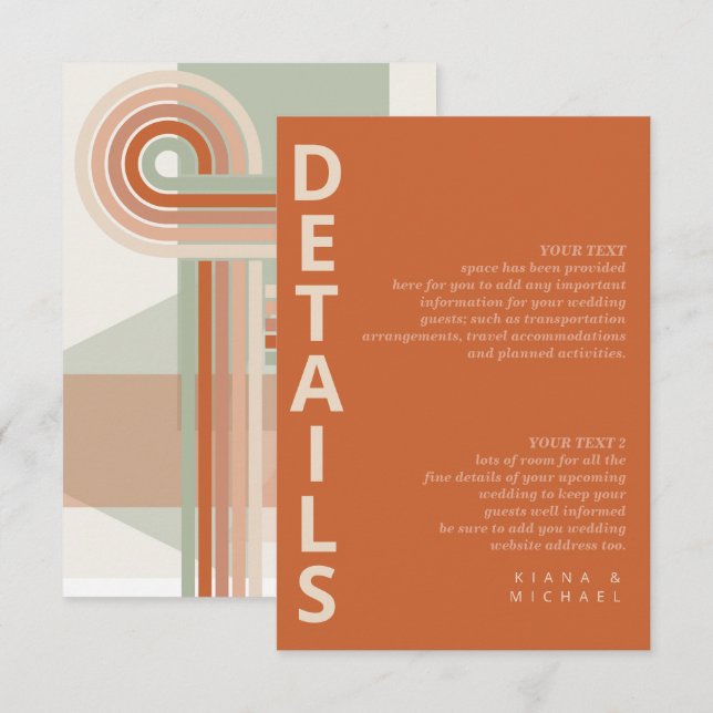 Cartão De Informações Linhas Refinadas Detalhes Geométricos Terracota ID (Frente/Verso)