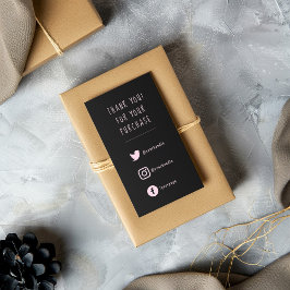 Cartão De Informações Links sociais, cor-de-rosa e preto inserem a placa