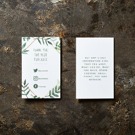 Cartão De Informações Links sociais, folhas verdes inserem o cartão.