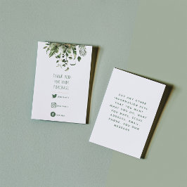 Cartão De Informações Links sociais, folhas verdes obrigados que você in