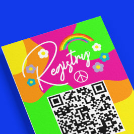 Cartão De Informações Lista de Presentes de Chá de Noiva Funky Retro