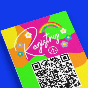 Cartão De Informações Lista de Presentes de Chá de Noiva Funky Retro