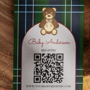 Cartão De Informações Lista de Presentes do Chá de Bebê do Urso de Pelúc